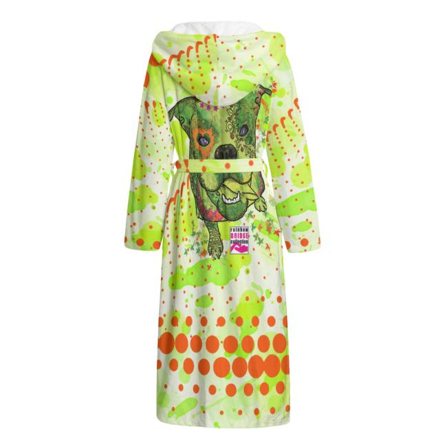 Preview: Bunter Bademantel Lani  aus Flanell – flauschig & farbenfroh, Größen S–2XL